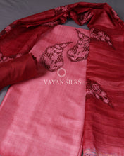 Load image into Gallery viewer, Red Cutwork Pure Tussar Silk Unstitched Suit Set