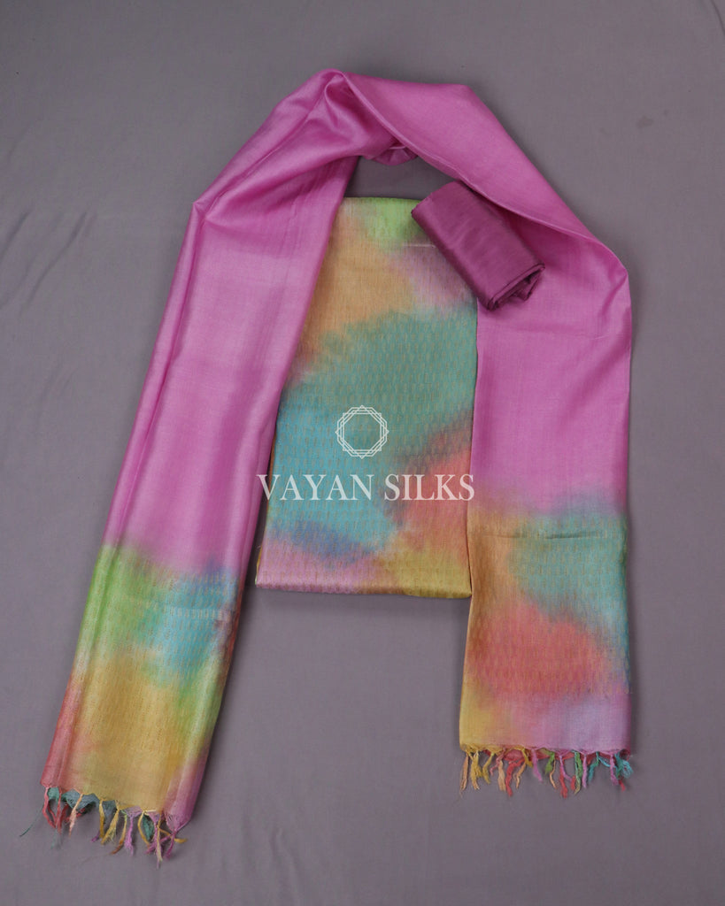 Multi colored Tussar Silk Suit