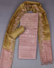 Load image into Gallery viewer, Light Mauve Mehendi Cutwork Pure Tussar Silk Unstitched Suit Set