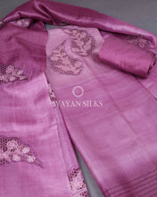 Load image into Gallery viewer, Purple Cutwork Pure Tussar Silk Unstitched Suit Set