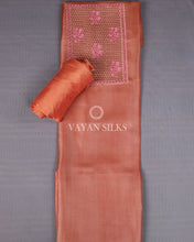 Load image into Gallery viewer, Orange Cutwork Pure Tussar Silk Unstitched Suit Set