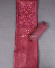 Load image into Gallery viewer, Dark Fuchsia Cutwork Pure Tussar Silk Unstitched Suit Set