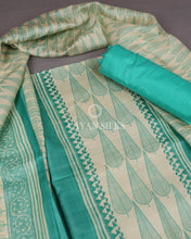 Load image into Gallery viewer, Aqua Off White Printed Pure Tussar Silk Unstitched Suit Set