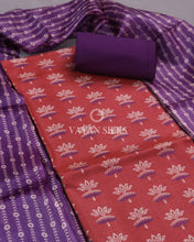 Load image into Gallery viewer, Red Purple Printed Tussar Silk Suit