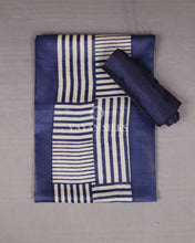 Load image into Gallery viewer, Royal Blue Off White Printed Pure Tussar Silk Unstitched Suit Set