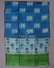 Load image into Gallery viewer, Blue Green Printed Tussar Silk Suit