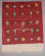 Load image into Gallery viewer, Red Beige Hand Painted Pure Tussar Silk Unstitched Suit Set