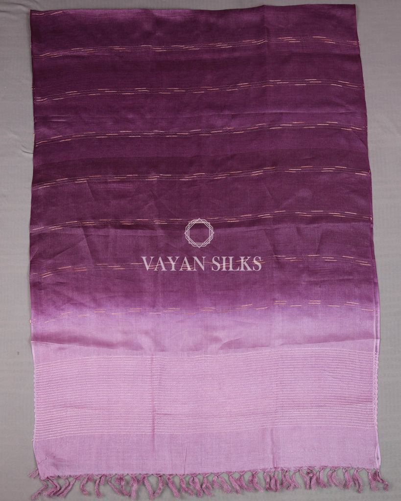 Purple Woven Pure Tussar Silk Unstitched Suit Set