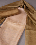 Beige Raw Umber Woven Pure Tussar Silk Unstitched Suit Set