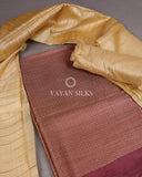 Maroon Beige Woven Pure Tussar Silk Unstitched Suit Set