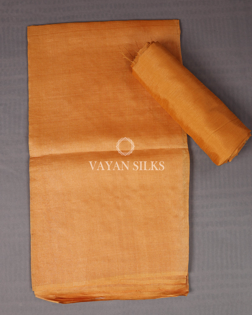 Orange Beige Woven Unstitched Tussar Silk Suit Set