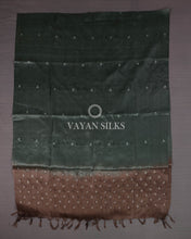 Load image into Gallery viewer, Brown Dark Green Woven Pure Tussar Silk Unstitched Suit Set