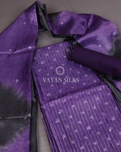 Load image into Gallery viewer, Purple Charcoal Woven Pure Tussar Silk Unstitched Suit Set