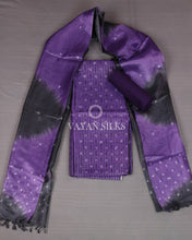 Load image into Gallery viewer, Purple Charcoal Woven Pure Tussar Silk Unstitched Suit Set