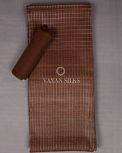 Load image into Gallery viewer, Chocolate Green Woven Pure Tussar Silk Unstitched Suit Set