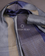 Load image into Gallery viewer, Midnight Blue Grey Woven Pure Tussar Silk Unstitched Suit Set