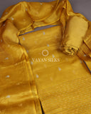 Yellow Woven Pure Tussar Silk Unstitched Suit