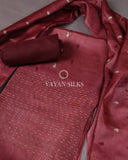 Wine Pure Tussar Silk Unstitched Suit Set