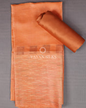 Load image into Gallery viewer, Peach Orange Woven Pure Tussar Silk Unstitched Suit Set