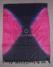 Load image into Gallery viewer, Dark Navy Hot Pink Woven Pure Tussar Silk Unstitched Suit Set