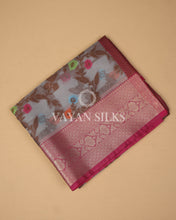 Load image into Gallery viewer, Light Grey Pink Banarasi Silk Saree