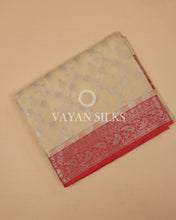 Load image into Gallery viewer, Cream Red  Banarasi Silk Saree