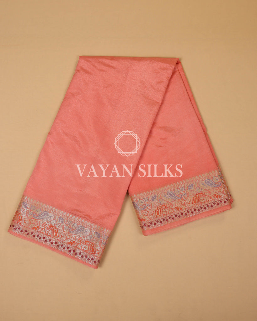 Peach  Banarasi Silk Saree