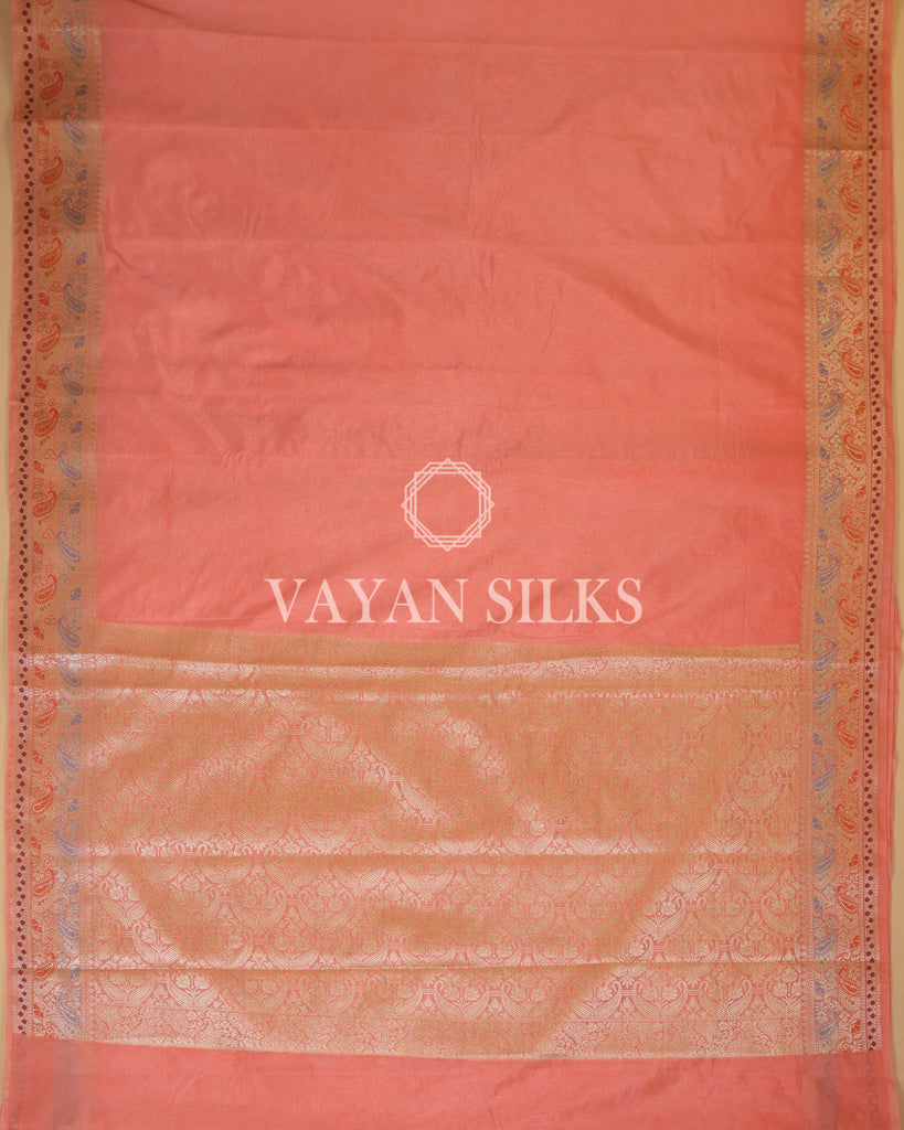 Peach  Banarasi Silk Saree