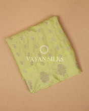 Load image into Gallery viewer, Lime Yellow Banarasi Silk Saree
