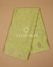 Load image into Gallery viewer, Lime Yellow Banarasi Silk Saree