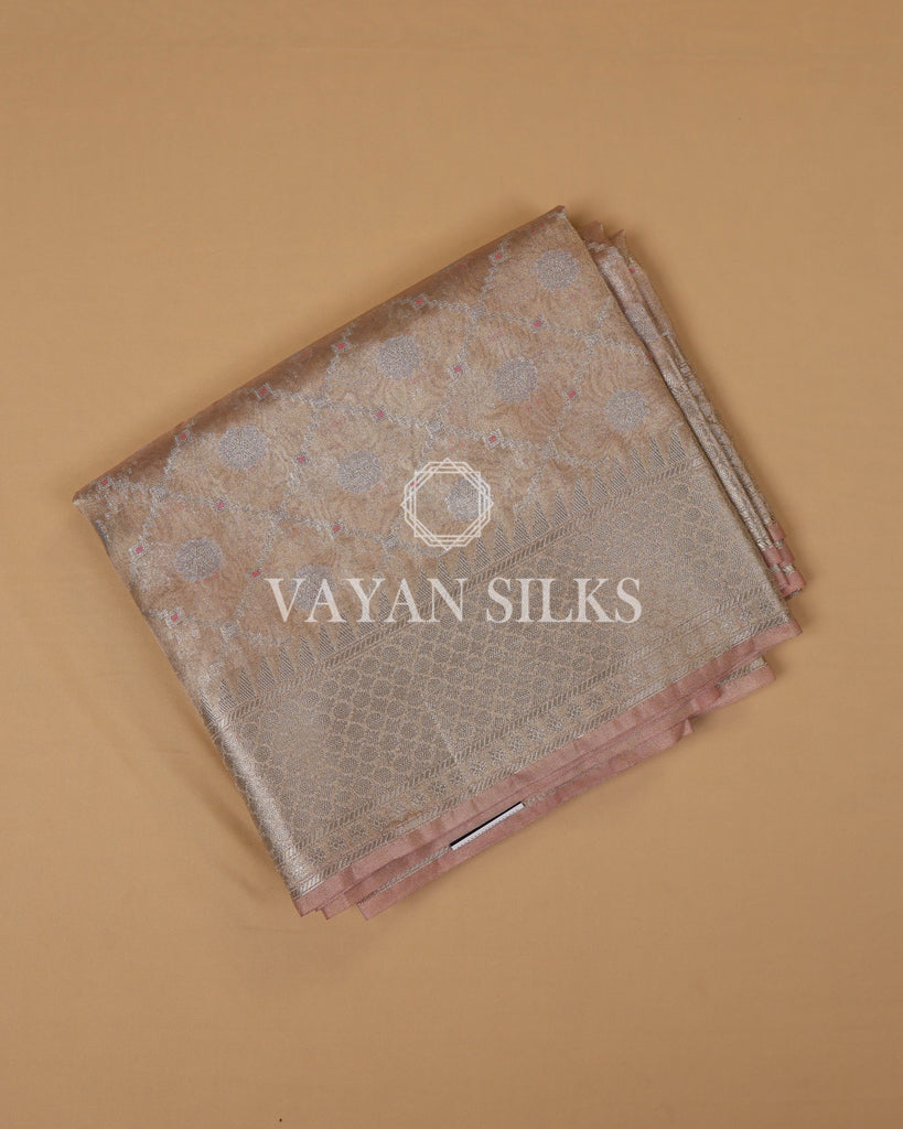 Soft Light Pink Tissue Silk Saree