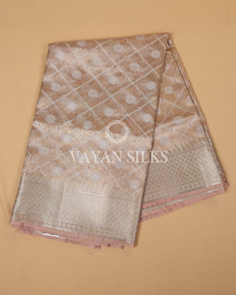 Soft Light Pink Tissue Silk Saree