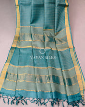 Load image into Gallery viewer, Teal Blue Pure Tussar Silk Saree