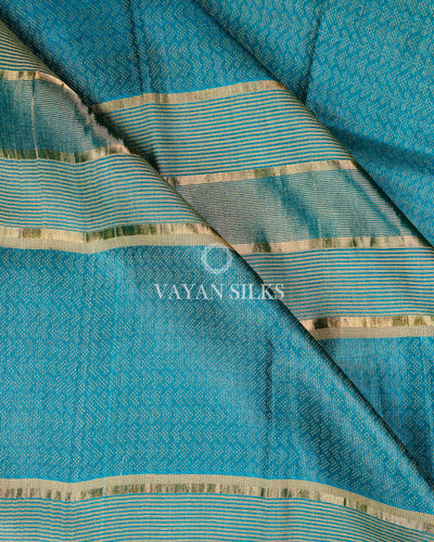 Teal Blue Pure Tussar Silk Saree