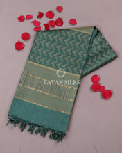 Load image into Gallery viewer, Teal Green Pure Tussar Silk Saree