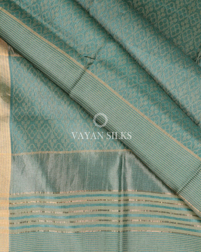 Dark Green Pure Tussar Silk Saree
