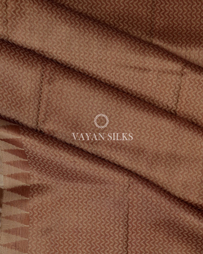 Brown Pure Tussar Silk Saree