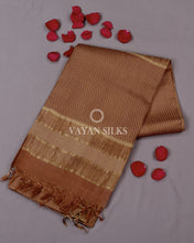 Load image into Gallery viewer, Brown Pure Tussar Silk Saree