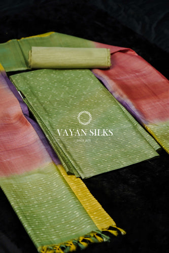 Green Multi Striped Tussar Suit Set