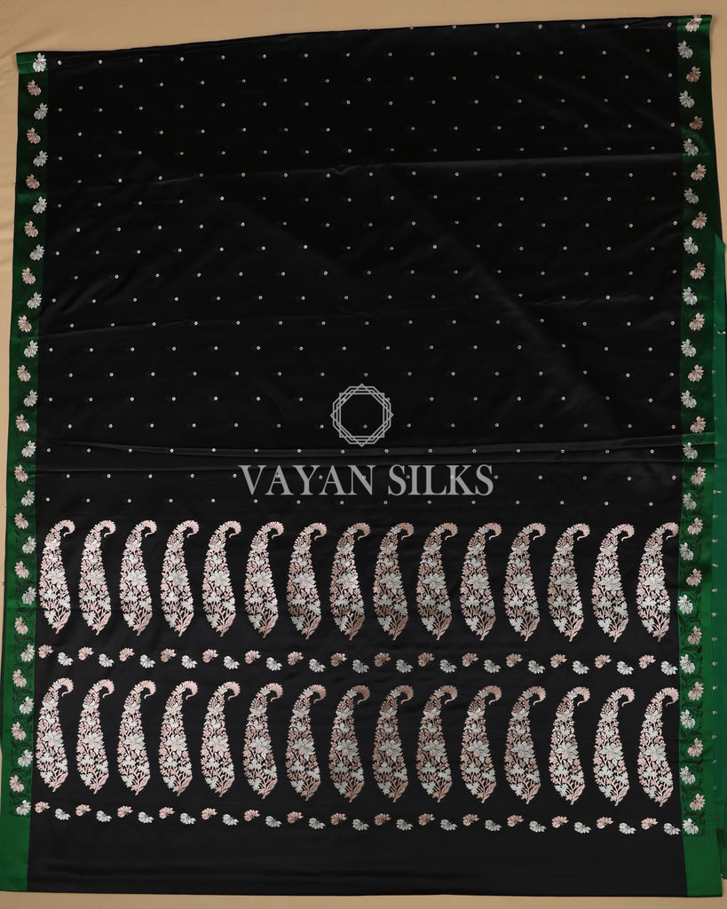 Black Pure Mashru Banarasi Silk Saree
