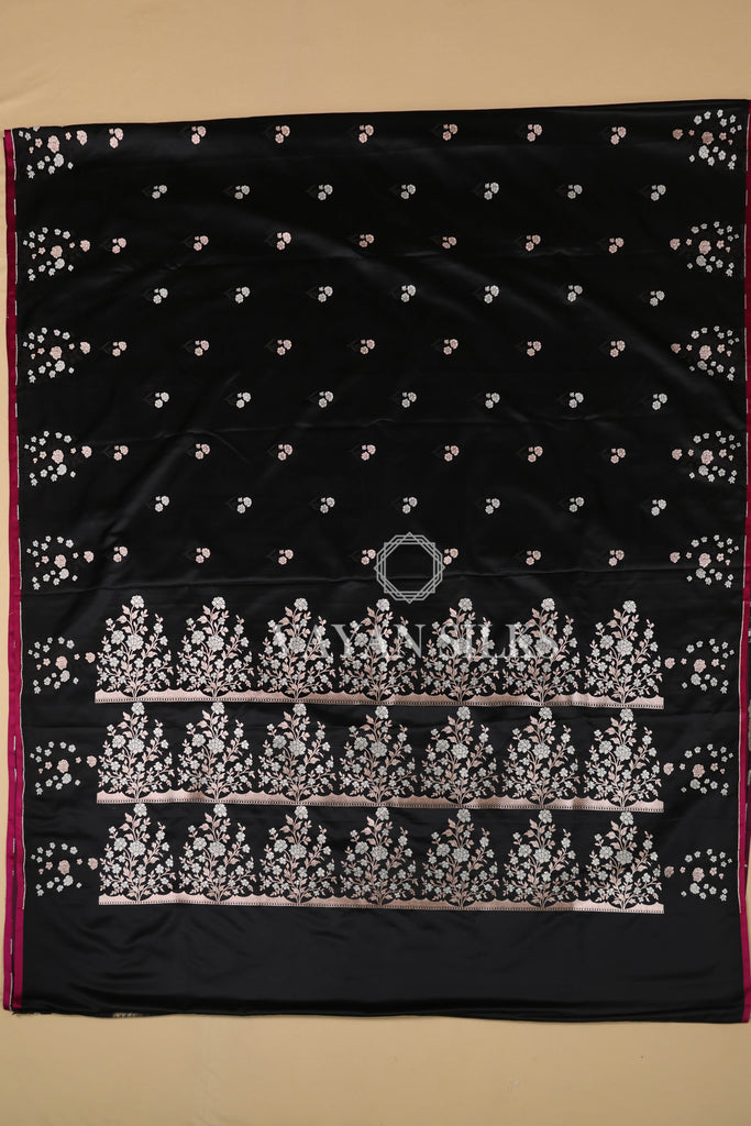 Black Pure  Banarasi Mashru Silk Saree