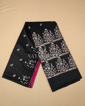 Load image into Gallery viewer, Black Pure  Banarasi Mashru Silk Saree