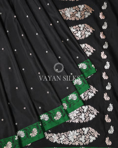 Black Pure Banarasi Mashru Silk Saree