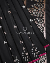 Load image into Gallery viewer, Black Pure  Banarasi Mashru Silk Saree