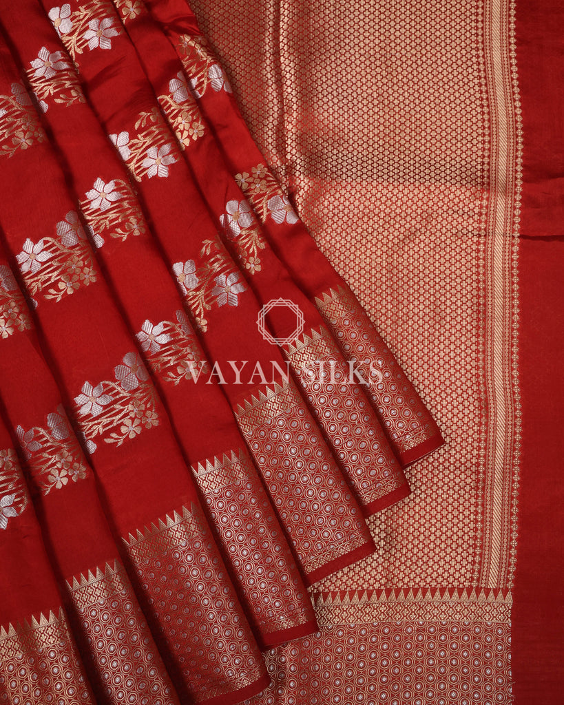 Maroon Banarasi Tussar Silk Saree