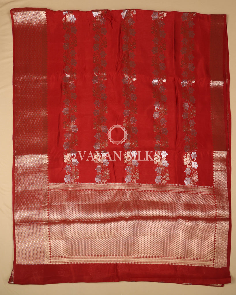 Maroon Banarasi Tussar Silk Saree