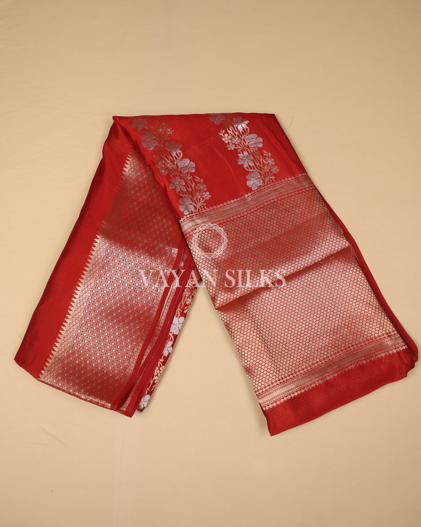 Maroon Banarasi Tussar Silk Saree