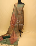 Antique Sage Green Tussar Tissue Silk Unstitched Suit Set