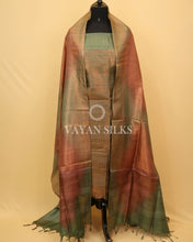 Load image into Gallery viewer, Antique Sage Green Tussar Tissue Silk Unstitched Suit Set