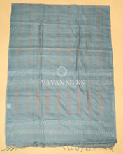 Load image into Gallery viewer, Aqua Blue Copper Zari Woven Pure Tussar Silk Saree